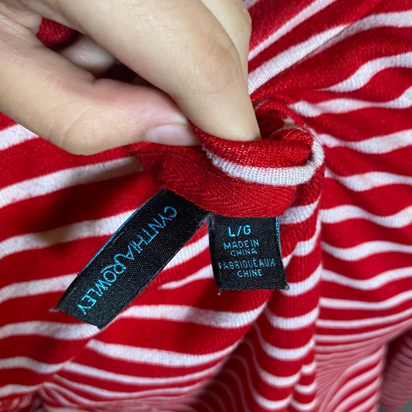 Cynthia Rowley Women’s Red and White Striped Top - Picture 3 of 6